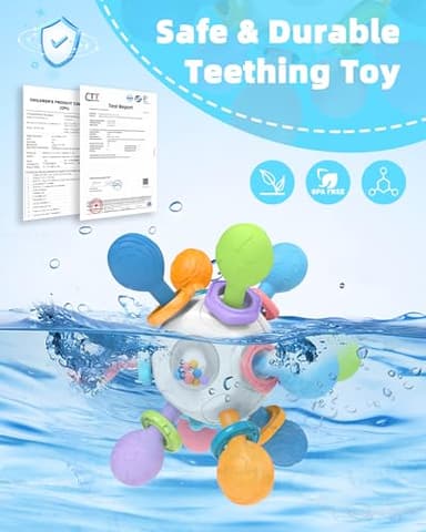 Baby Montessori Teething Toys 0-6 6-12 Month, Food Grade Baby Rattle Chew Sensory Teething Toys, Newborn Infant Learning Developmental Birthday Gifts for Boys Girls - White - Image 6