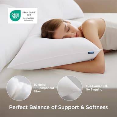 Bedsure Pillows Queen Size Set of 2 - Soft Bed Pillows for Sleeping 2 Pack, Fluffy and Supportive, Hotel Quality, Original Down Alternative Filling for Side, Back Sleepers - Image 2