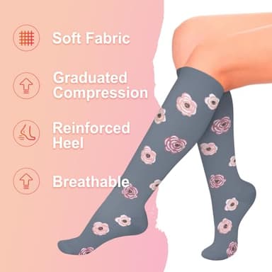 Iseasoo 4 Pairs Compression Socks for Women Circulation-Best Support for Nurses,Running,Athletic,Travel L-XL - Image 5
