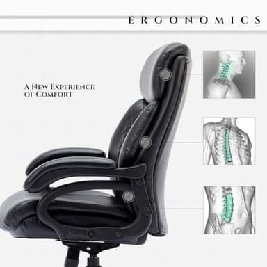 COLAMY Big and Tall Office Chair 400lbs-Heavy Duty Executive Desk Chair with Extra Wide Seat, High Back Ergonomic Leather Computer Chair with Tilt Rock, Padded Armrests, Diamond Black - Image 5