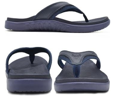 KuaiLu Mens Leather Sport Flip Flops Comfort Orthotic Thong Sandals with Plantar Fasciitis Arch Support for Outdoor Summer - Image 7