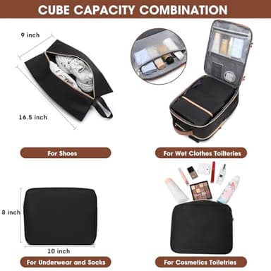 Large Carry On Travel Backpack: Flight Approved 40L Waterproof TSA Personal Item Daypack for Women Weekender Bag fit 17inch Laptop Luggage Backpack Traveling Business with USB Port and 3 Packing Cubes - Image 5