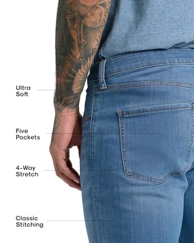 True Classic Mens Jeans – Stretch Jeans for Men, Straight Fit Men’s Stretch Jean, Straight Leg, High-Stretch - Medium Indigo, 34W X 34L - Image 2