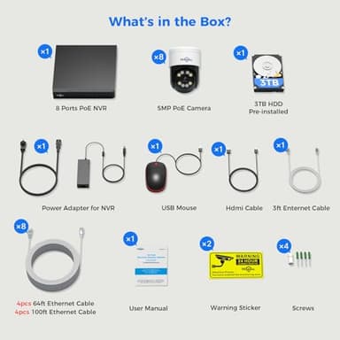 【Human Tracking+300°Pan 90°Tilt】 Hiseeu 4K PoE Security Camera System,Wired NVR Security Camera System w/8 * 5MP PoE PTZ Camera Outdoor&Indoor,2-Way Audio,Color Night Vision,7/24 Record - Image 9