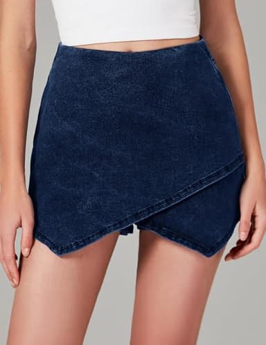 Luvamia Mini Skorts for Women - High Waisted Denim Skort for Women - Sail Blue XX-Large / Size 20 / Size 22 - Image 4
