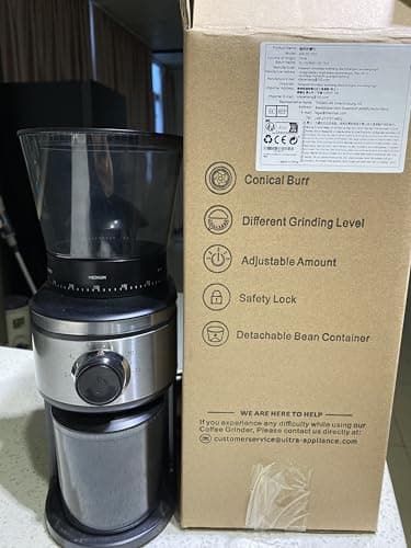 Ollygrin Burr Coffee Grinder, Electric Conical Coffee Bean Grinder With 30 Adjustable Grind Settings For 2-12 Cups, Sliver & Black - Image 9