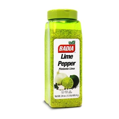 Badia Lime Pepper Seasoning, 24 oz - Pepper, Garlic & Onion, Zesty Citrus Blend for Chicken, Seafood & Vegetables - Image 1
