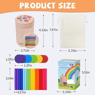 YHHYTOY Montessori Toys for 3 Year Old, Dual Play Wooden Educational Color Sorting Toy Toddler Preschool Learning Activities, Fine Motor Skills Sensory Toys for Toddlers 3-5 Girl Boy Birthday Gifts - Image 6