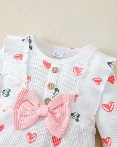 Mioglrie Baby Girl Clothes 6-12 Month Newborn Jumpsuit Infant One Piece Outfits Girls Summer Button Ruffle Romper Cute Heart Pink Bodysuits - Image 4