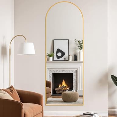 Simple Deluxe Arched Mirror Full Length, 59"x16", Body Wall Mirror with Shatter-Proof Glass, Gold Aluminum Frame, Floor-Standing, Wall-Mounted, Leaning - Image 7
