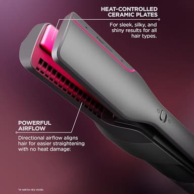 Shark FlexFusion Hair Straightener & Powerful Hair Dryer with Fusion Hair Brush, Ceramic Air Styler with Auto-Wrap Hair Curlers, Concentrator, & FrizzFighter, Ceramic Plates, Metallic Mist, HD651S - Image 8