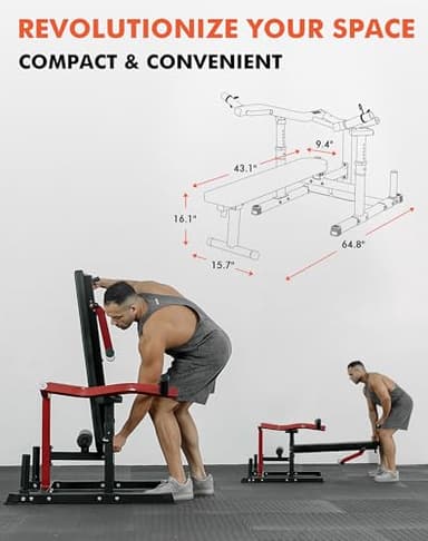 GMWD Chest Press Machine, 1250LBS Bench Press Machine with Independent Converging Arms, Adjustable Flat Incline Bench for Chest, AB Workouts, Shoulder Home Gym Equipment, Red, V1 - Image 6