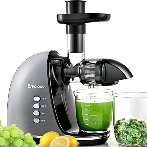 Slow Masticating Juicer,Brecious Cold Press Juicers with 2 Speed Modes & Quiet Motor,Juicers Machines Vegetable and Fruit with Reverse Function,Celery Juicer,BPA-Free,Easy to Clean (Silver) - Image 1