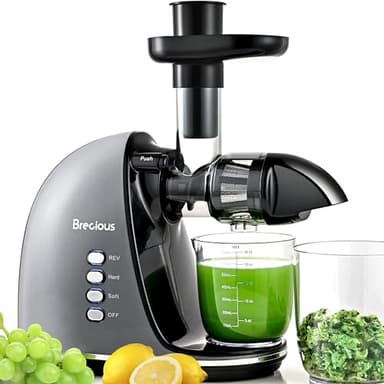 Slow Masticating Juicer,Brecious Cold Press Juicers with 2 Speed Modes & Quiet Motor,Juicers Machines Vegetable and Fruit with Reverse Function,Celery Juicer,BPA-Free,Easy to Clean (Silver) - Image 1