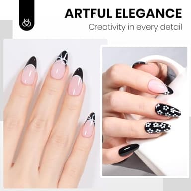 beetles Balck and White Gel Polish, Monochrome Aesthetics Hema-Free Black and White Color Gel Set, 2 Pcs 15ml Polish Soak Off Led French Nail Art Manicure Salon Diy at Home - Image 6
