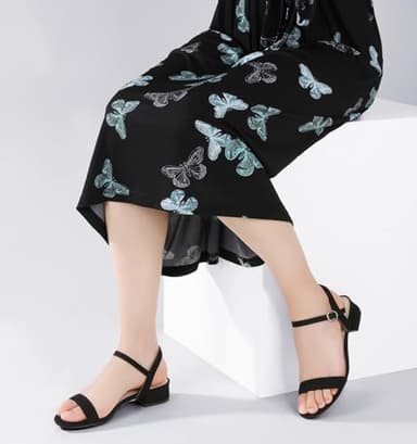 Ankis Women Nude Black White Sandals for Women Low Heel 1 Inch Dressy Sandal Ankle Strap Open Toe Block Short Heeled Summer Classic Comfortable Graduation Holiday Party Casual Flat Shoes 2025 - Image 5