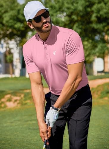 JMIERR Men Golf Polo Shirts Dry Fit Moisture Wicking Quick Dry Short Sleeve Casual Collared Polos T Shirts for Men, XL, Pink - Image 4