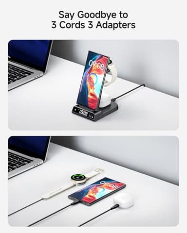 Wireless Charger for Samsung, 3 in 1 Wireless Charging Station for Samsung Galaxy S25 Ultra/S24 Ultra/S23/S22/Note 20/Z Flip 7/Fold 6, Charger for Samsung Galaxy Watch Ultra/8/7/6, Galaxy Buds 3/3 Pro - Image 5