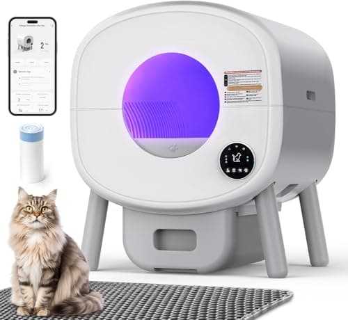 Fsitego Self Cleaning Litter Box: Extra Large Automatic Litter Box Self Cleaning for Multiple Cats, Odor-Free, App-Controlled, Ambient Light Waste Disposal - Image 1