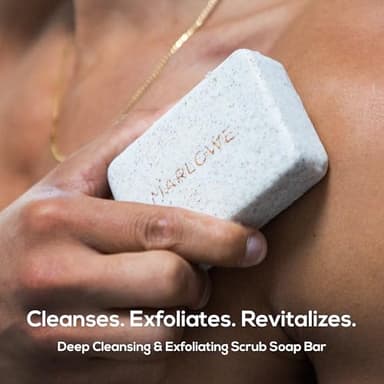 MARLOWE. No. 102 Body Scrub Soap 7 oz (3 Bars), Exfoliating Soap Bar with Shea Butter, Olive Oil & Green Tea Extracts, Cleanses, Smooths & Revitalizes Skin, Original Sage & Fir Scent - Image 2