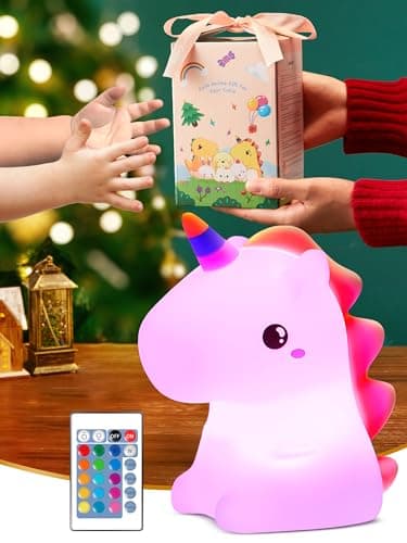 One Fire 【Unicorns Gifts for Girls】 Unicorn Night Light for Kids, 16 Colors & Remote Control Baby Night Light, Rechargeable Unicorn Lamp Girls Night Light, Cute Gifts for Kids Gifts Teen Girl Gifts - Image 1