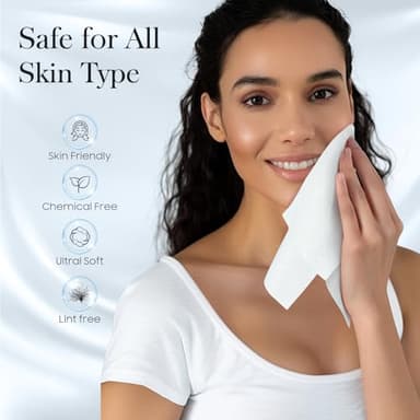 Fygrip 100 Count (2 Box) XL Disposable Face Towels 10” x 12”, 100% Viscose Fibre, Soft & Skin Friendly Face Towelettes Disposable, Facial Tissue Wipes for Women Cleansing - Image 3