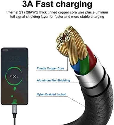 CarPlay USB Type C Cable 5-Pack 3FT, USB Type A to C Fast Car Charger Cords for Braided Fast Charging Cable for 17/17 Pro/16e/16/15 Pro Max/Samsung Galaxy Note S20 S10 S9 S8 Plus LG V50 V40 G8 G7 - Image 6