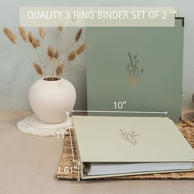 Aesthetic 3 Ring Binder Set of 2 - Sturdy 1 Inch Binder Fits Letter Sized Paper - A Cute Holder for Women or Men with Pocket Easily Organizes Your Paperwork for School, Office or Work - Image 4