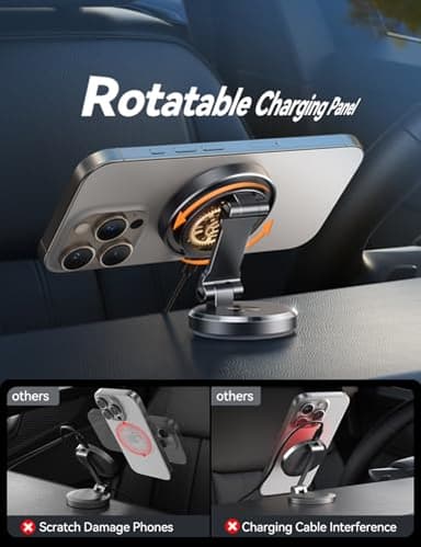 JOYROOM for MagSafe Car Mount Charger with Rotatable Charging Panel, 15W Fast Charging Metal Magnetic Phone Holder, Dashboard Wireless Charger for iPhone Car Mount for iPhone 17/16/15/14/13/12 - Image 3
