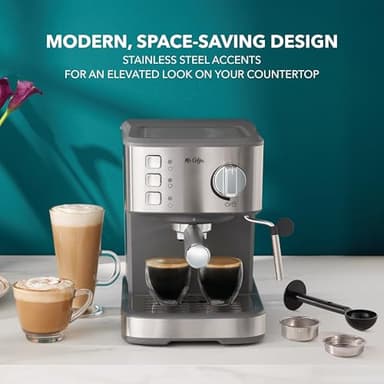 Mr. Coffee Compact Espresso Maker, Espresso Machine With Steam Wand, 15-Bar Pump Automatic Espresso Machine - Image 6