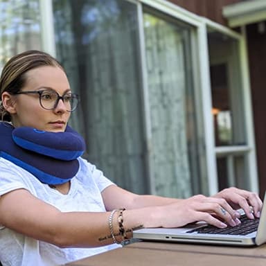 BCOZZY Travel Neck Pillow for Airplane– Patented Double Support for Head, Neck, and Chin. Best for Long Flights, Plane Sleeping, and Car Rides. Adjustable Size. Fully Washable. Carry Bag. Large, Black - Image 8