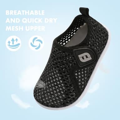JOINFREE Water Shoes Unisex-Child Boys Girls Athletic Walking Sneakers Shoes for Kids Mesh BlackGrey 2.5-3 Years Toddler - Image 3