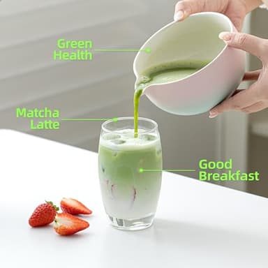 TEANAGOO Matcha Set Matcha Whisky Matcha Bowl with Versing Spout Scoop Matcha Whisk Holder Tea Making Kit. 1 Japanese Tea Set (7 Pieces) + 2 Cups (7.2 oz), S11, Gradient Pink, Color Box Packing - Image 5