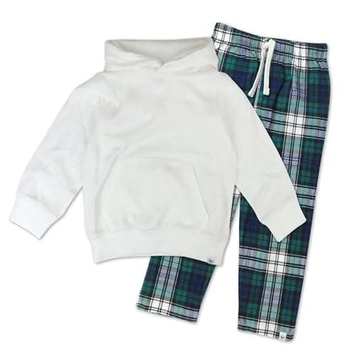HonestBaby Hoodie Lounge Set 100% Organic Cotton for Infant Baby and Toddler, Boys, Girls, Unisex, Gordon Plaid, 3T - Image 1
