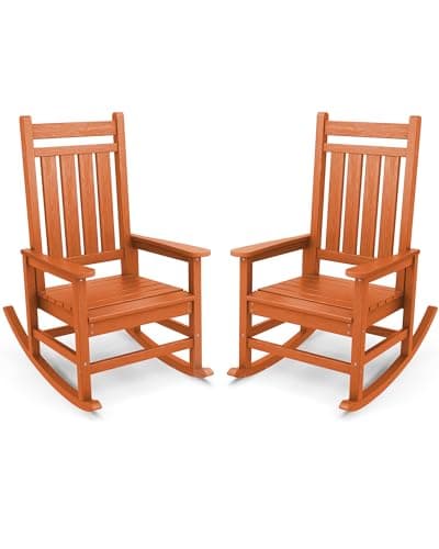 SERWALL Outdoor Rocking Chair Set for Porch (Chair Set of 2, Light Orange) - Image 1