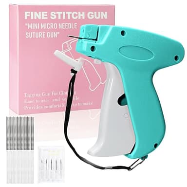 Stitch Gun for Clothes, Handheld Stitch Gun Quick Clothing Fixer,Sewing Kit Includes 1,000 Black Fasteners & 1,000 White Fasteners & 6 Needles,Tagging Gun(Blue) - Image 1