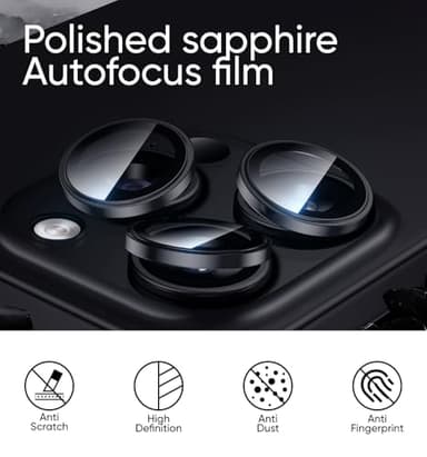 MAGIC JOHN for iPhone 16 Pro Max/16 Pro Camera Lens Protector [Alignment Kit&1:1 Invisible Perfect Fit] 9H Aerospace Tempered Glass Anti-Scratch Durable, Individual Cover Ring, Case Friendly, Set of 2,Black - Image 5