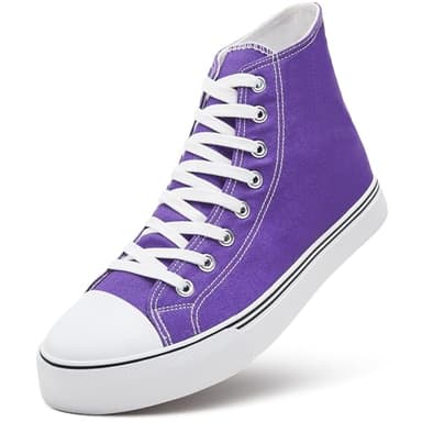 ZGR Men's High Top Canvas Sneakers Lace Up Canvas Shoes Classic Casual Walking Shoes High Top Sneakers for Men (Purple, US8.5) - Image 1