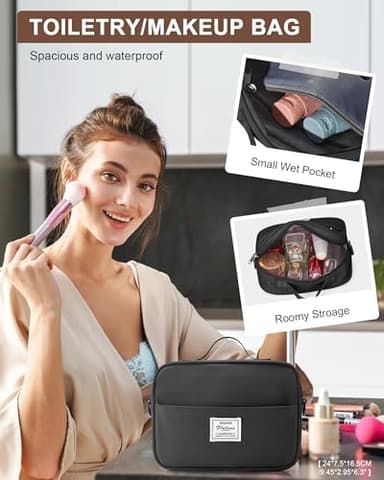 Gym Bag Womens Mens with Shoes Compartment and Wet Pocket Travel Duffel Bag for Women for Plane Sport Gym Tote Bags with Toiletry Bag Waterproof Weekend Overnight Carry on Bag Hospital Holdalls - Image 3