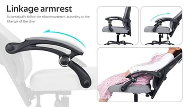 Ergonomic Office Chair: Office Computer Desk Chair with High Back Mesh and Adjustable Lumbar Support Rolling Work Swivel Task Chairs with Wheel 3D Armrests and Headrest - Image 7
