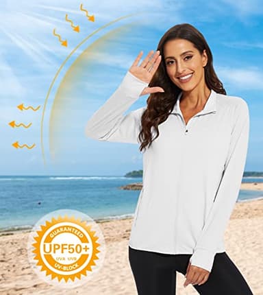 MAGCOMSEN Women's Lightweight Jacket Full Zip Long Sleeve Shirt Jacket Workout Jackets for Women Running Athletic Jackets White XL - Image 2