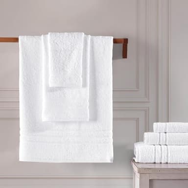 Hawmam Linen White 6 Piece Bath Towels Set for Bathroom Original Turkish Cotton Soft, Absorbent and Premium 2 Bath Towels, 2 Hand Towels, 2 Washcloths - Image 4