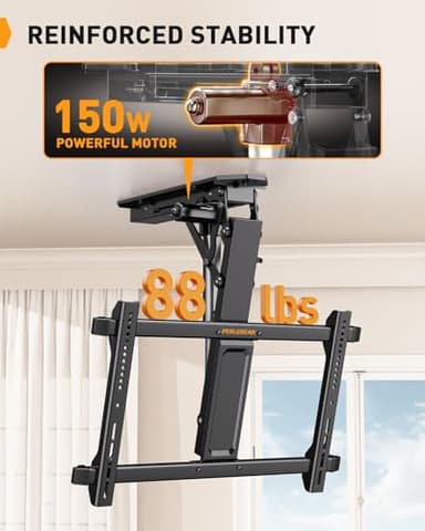 Perlegear Electric Ceiling TV Mount with Remote for 32-70 inch Flat and Curved Screen TVs, Motorized TV Ceiling Mount Flip Down for Flat Roof, Drop Down Ceiling Mount - Image 4