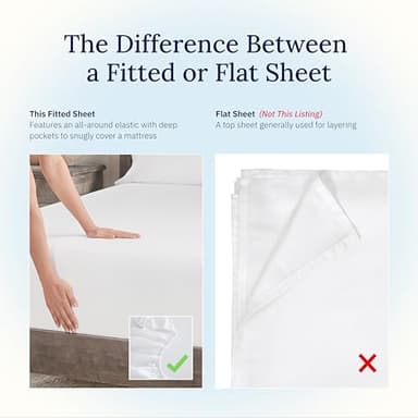 California Design Den Queen Fitted Sheet Only - 100% Cotton 400 Thread Count Sateen, Deep Pocket Fitted Sheet Queen, No-Pop Off Elastic - White - Image 2