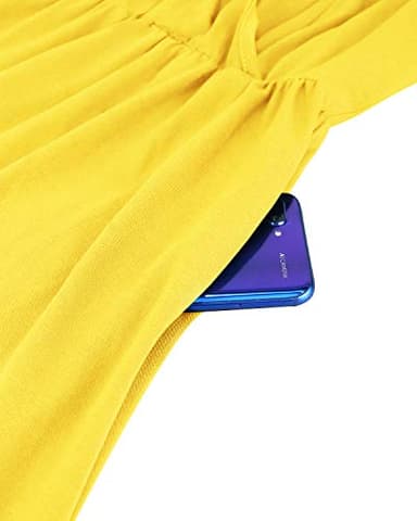 STYLEWORD Women's V Neck Spaghetti Strap Summer Casual Swing Dress with Pocket (Yellow-429,S) - Image 5