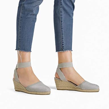 DREAM PAIRS Women's Grey Closed Toe Elastic Ankle Strap Espadrilles Wedge Sandals Size 5.5 M US Amanda-1 - Image 6