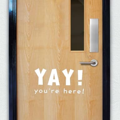 ZLKAPT Yay You're Here! Back to School Classroom Door Decal | 8x15" Elementary Teacher Decor | First Day of Class Welcome Sign | Educational Wall Art for School Doors (White) - Image 3