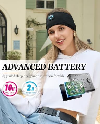 Sleep Headphones for Sleeping, Bluetooth Wireless Sports Headband, Cozy Lightweight Headband Headphones Hi-Fi Stereo Ergonomic ASMR Sleep Headphone Cool Gadget Gift for Women Men - Image 6