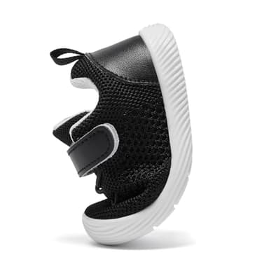 MORENDL Toddler Sneakers Baby Boys & Girls Barefoot Shoes Lightweight Breathable Walking Running Tennis Athletic Sport Shoes Black Size 7 - Image 5