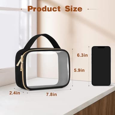 Wedama TSA Approved Toiletry Bag, 3 Pack Clear Makeup Bags with Handles, Quart Size Clear Toiletry Bags, PVC Cosmetic Bags for Women and Men, Carry on Airport Airline Compliant Bag, Black - Image 3